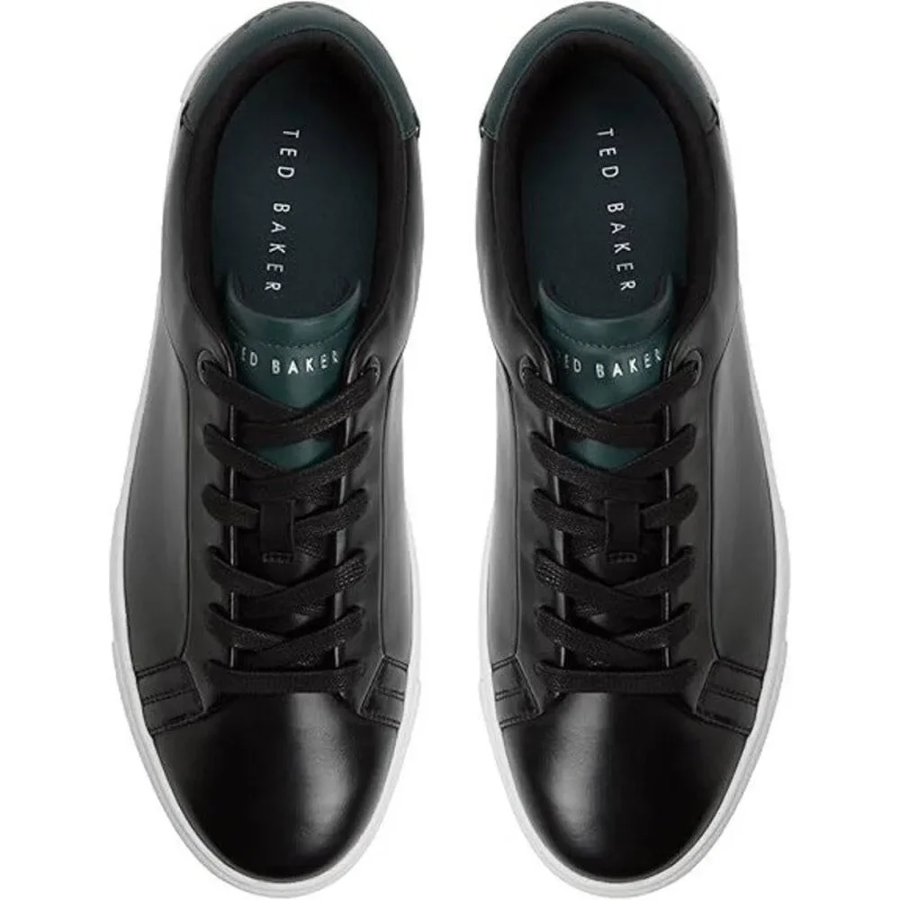 New In Box Ted Baker Mens Size 12 Black Leather Robberto Lace Up Sneaker Shoes